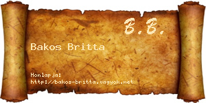 Bakos Britta névjegykártya